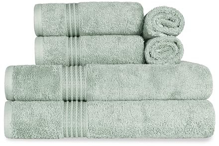 Superior Luxus Baumwolle Badetuch-Set - 6-teiliges Handtuch-Set, hochwertige ägyptische Baumwolle, salbeigrün