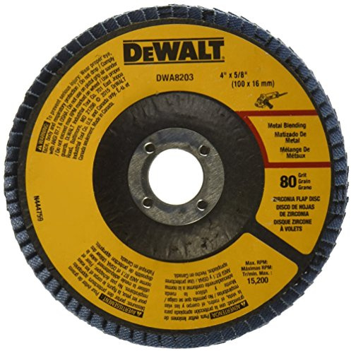DEWALT DWA8203 80 Grit Zirconia T29 Flap Disc, 4-Inch X 5/8-Inch