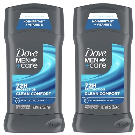 DOVE MEN + CARE Antiperspirant Deodorant Stick Clean Comfort Twin Pack 72-Hour Sweat & Odor Protection Antiperspirant for Men With 1/4 Moisturizing Cream 2.7 oz