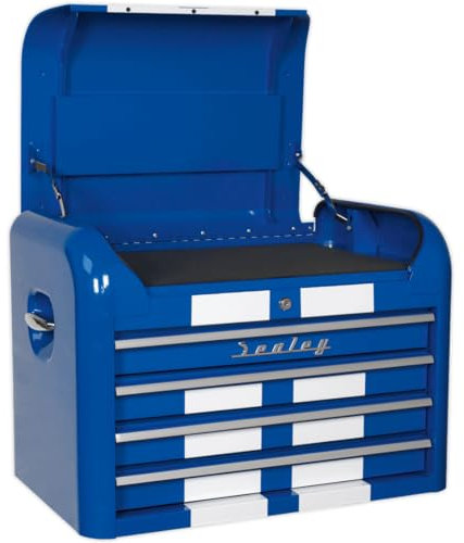 SEALEY Werkzeugkiste ap28104bws 4 Schublade Retro Style – Blau mit weißen Streifen