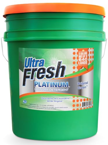 Ultra Fresh Liquid Laundry Detergent Washing Soap, 3X Platinum, 5 Gal, Original Green - Household Cleaning Supplies and Accessories for Clothing and Fabric Items