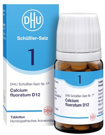 DHU Schüßler-Salz Nr. 1 Calcium fluoratum D12, 80 St. Tabletten | Das Mineralsalz des Bindegewebes, der Gelenke und Haut – das Original – umweltfreundlich im Arzneiglas