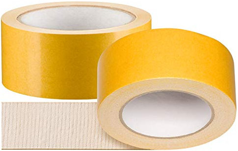 2 x Profi Doppelseitiges Klebeband | Teppichklebeband doppelseitig 50 mm x 25 m | Teppich-Verlegeband Doppelklebeband | Hohe Klebekraft | Teppichband für strukturierte Untergründe