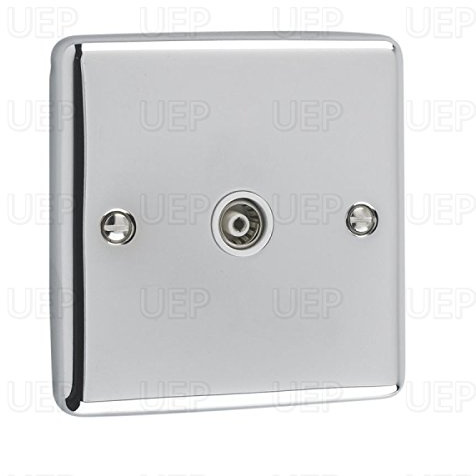 Polished Chrome 1Gang TV Point White Trim (Windsor) W42PCW