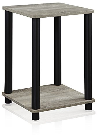 Furinno Haydn Beistelltisch, holz, Französische Eiche Grau/Schwarz, 34.04 x 34.04 x 50.8 cm
