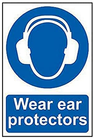 Scan SCA0005 Self adhesive PVC sign - Wear ear protectors - 200 x 300mm