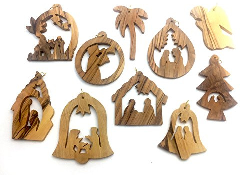Olive Wood Ornament - Set of 10