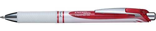 Pentel EnerGel Pearl Deluxe Retractable Liquid Gel Ink Pen, 0.7mm Point, Red Ink.