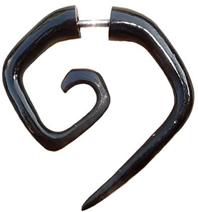 ISLAND PIERCINGS 1 Paar ! Fake Piercing Ohrringe Spiralen GESCHRAUBT Handarbeit Horn F033