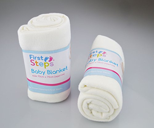 First Steps Babydecken aus Fleece, für Kinderwagen, Kinderbett, Babykörbchen oder Bett, 70 x 70 cm, 2 Stück