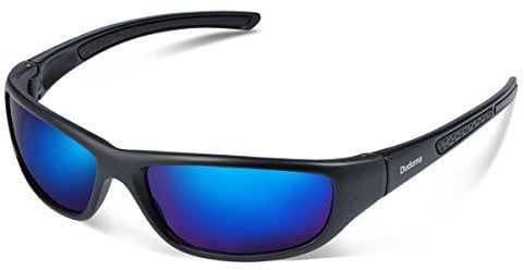 Duduma Polarised Sports Sunglasses for Men Women Driving Fishing Cycling with UV400 Protection Tr8116(Black matte frame with blue lens)