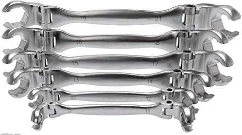 SW-Stahl 01488L Bremsleitungsschlüsselsatz, 6-teilig I kfz Bremsleitungsschlüssel Set I offener Ringschlüssel Chrom Vanadium I Werkstatt Spezialwerkzeug Set