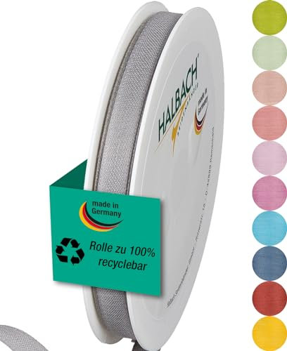 Halbach Seidenbänder Geschenkband | Breite 10mm Länge 25m | Schleifenband made in Germany |Geschenkbänder in einer Vielzahl von Farben und Breiten, perfekt zum Verpacken und Dekorieren, Farbe: grau