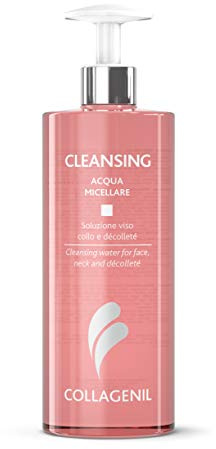 Collagenil Cleansing Mizellenwasser, Make-up-Entferner, Anti-Pollution-Wirkung, pH-neutral, entfernt Unreinheiten, brennt nicht und reizt die Augen nicht, Made in Italy, 400 ml