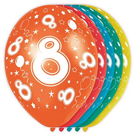 Folat - Luftballons Zahl 8-5 Stück heliumgeeignet Allover Print
