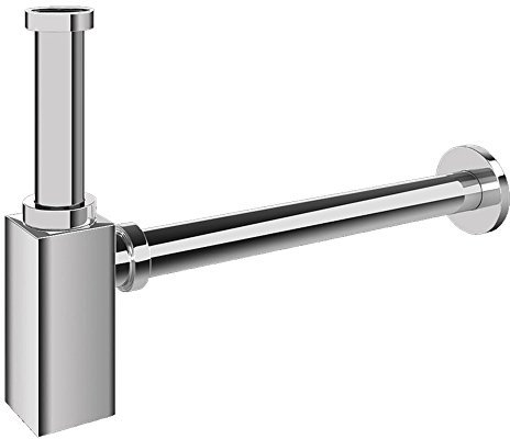 Mai & Mai Siphon S06, Form: eckig, Ablaufgarnitur für Waschbecken und Waschtisch Geruchsverschluss, Material: verchromtes Messing, Anschlussgewinde