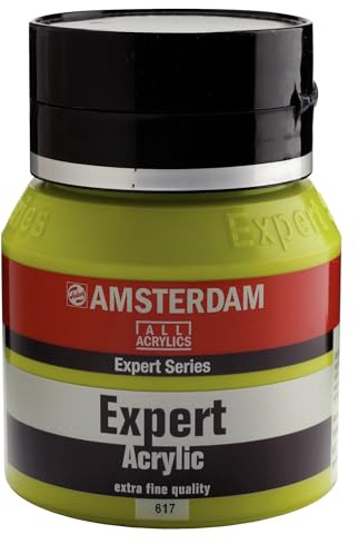 Amsterdam Expert Series Acrylic Paint Jar - 400 ml - Yellowish Green 617 - Semi-Opaque - Excellent Lightfastness - Heavy Body Texture