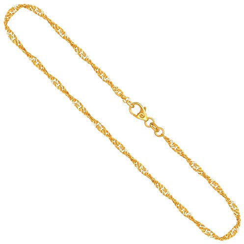 EDELIND Goldkette 375 Gelbgold 2,4mm für Damen Herren - Singapurkette Halskette 9 Karat Gold Länge 50cm - Goldschmuck mit Schmuck Geschenk Box Made in Germany