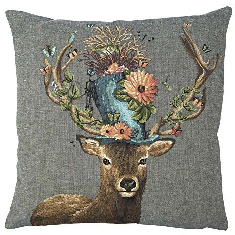 Kissen - Funky Hirsch mit Hut Zierkissen ca 45 x 45 cm