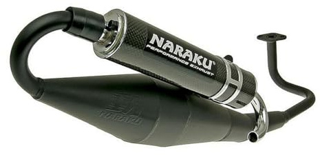 D'échappement Naraku Crossover Noir Carbone pour GY6 139QMB/QMA | Silencieux final en carbone, système à revêtement sombre, pour scooter 139QMB/QMA; compatible avec BAOTIAN BT49QT-10 4T AC