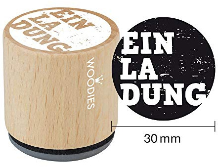 Woodies Stempel Einladung, Holz, 3,4 x 3,4 x 3,5 cm