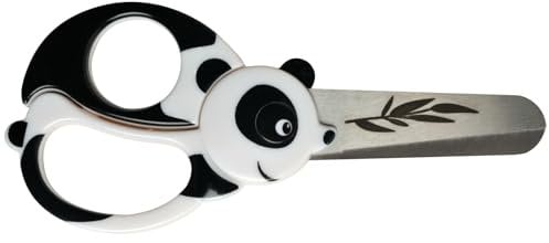 Fiskars Kinder-Tierschere mit Panda-Motiv, Ab 4 Jahren, Länge: 13 cm, Für Rechts- und Linkshänder, Rostfreie Stahl-Klinge/Kunststoff-Griffe, Weiß/Schwarz, 1004613