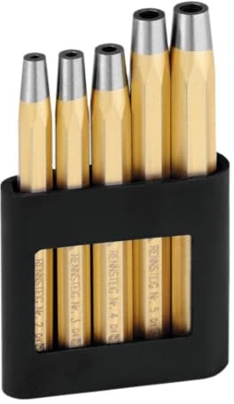 Rennsteig R445 100 0 Octagonal Rivet Setter Set, 0 V, Gold/Silver