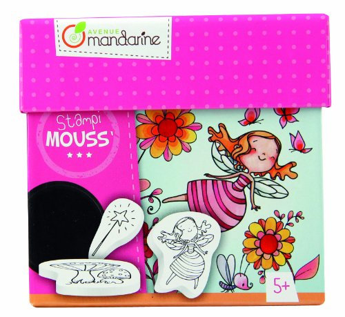 Avenue Mandarine 52573O - Kreativset Stampi Mouss mit 10 Stempel, 1 Stempelkissen, 10 Karten zum Dekorieren, Feen, 1 Set