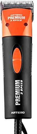 Artero Premium Professionelle Haarschneidemaschine für Hunde und Katzen, 2 Geschwindigkeiten, sehr leise und leicht, ideal für Zuhause oder Hundefriseur, mit Koffer und Auslege-Set (Orange)