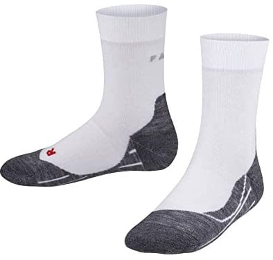 FALKE Unisex Kinder Laufsocken RU4 K So Baumwolle Funktionsmaterial antiblasen 1 Paar, Weiß White-Mix 2020, 23-26