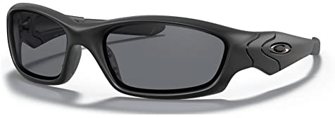 Oakley Men's OO9039 Straight Jacket Rectangular Sunglasses, Matte Black/Grey, 61 mm