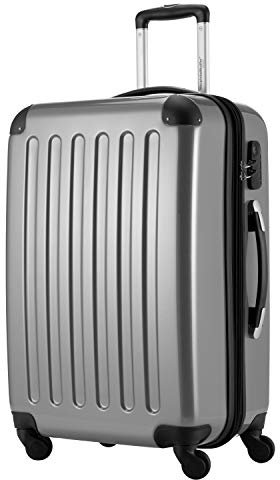 HAUPTSTADTKOFFER Alex - Mittelgroßer Hartschalenkoffer, 4 Rollen, Koffer, Trolley, Rollkoffer, Reisekoffer, Volumenerweiterung, 65 cm, 74 Liter, Silber