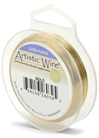 Artistic Wire Silver Plated Tarnish Resistant Colored Copper Craft Wire, Gold, 22 Gauge, 10 yd