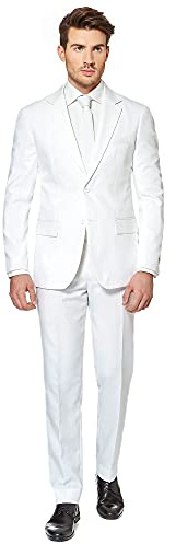 OppoSuits Men's White Knight - Party Costume Suit, White, 38
