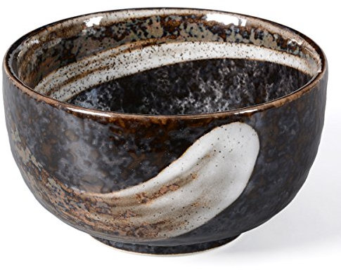 Zekaano Original japanische Matcha Schale 450ml, handgefertigt, kreativ Ø 12,8cm schwarz/grau, Original Aricola®