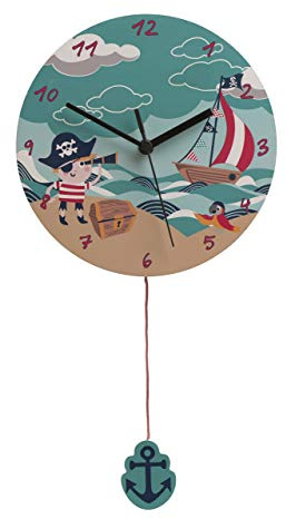 Premier Housewares Pirate Wall Clock, Wood, Multi-Colour
