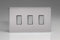 Varilight 3-Gang 10A 1- or 2-Way Rocker Light Switch (Twin Plate) Brushed Steel XDS93S,86x147x25mm