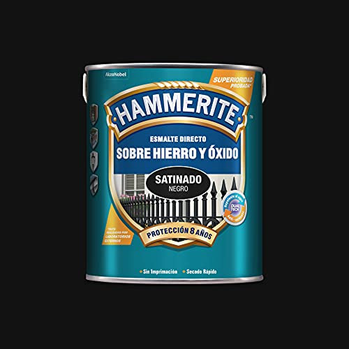 Hammerite Esmalte Antioxidante Satinado Directo Al Hierro, Negro, 5 l (Paquete de 1)