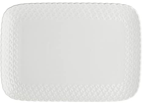 la Porcellana Momenti - Bandeja para repostería (Caja de Regalo), Porcelana, Blanco, 27 x 19 x 2.5 cm