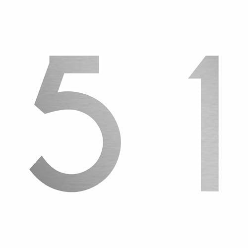 Zahlen-Aufkleber 51 in silber, 5 cm, für Kennzeichnung & Beschriftung | Für Geburtstag, Jubiläum, Hochzeit, Jahrestage, Bastelarbeiten und individuelle Beschriftungen