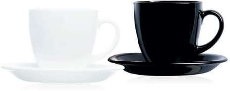 Luminarc 22 Cl Carine Blanco Y Negro Conjuntos de Taza y platillo, Centimeters