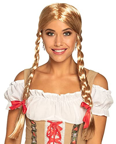 Boland 86117 - Perücke Heidi mit geflochtenen Zöpfen, blondes Kunst-Haar, Volksfest, Tracht, Flechtfrisur, Mottoparty, Karneval