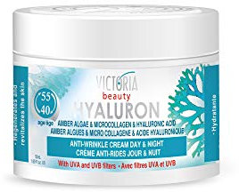 Victoria Beauty Hyaluron Creme hochdosiert gegen Falten, Anti Aging Collagen Gesichtscreme mit Amber Algae und Hyaluronsäure für Frauen und Männer, 50ml