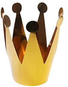 Krone Deko Papier 13,5cm Partykronen 3er Set Gold - Party Krönchen für Kindergeburtstag JGA Karneval Geburtstag