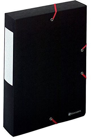 Exacompta 50911E 10er Pack Sammelbox Scotten aufgebaut mit Gummizug 60 mm breit aus extra starkem Colorspan-Karton mit Rückenschild für DIN A4 Archivbox Heftbox Sammelmappe schwarz