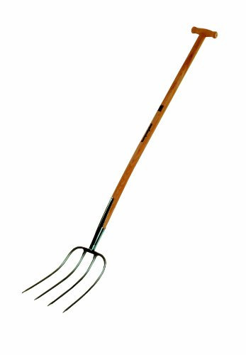 Idealspaten 67100305 Kompostgabel Pionier mit Eschen-T-Stiel, Silber, 40 x 25 x 15 cm