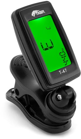 TIGER T-47 Clip-On Gitarren-Stimmgerät - Chromatisches Stimmgerät für Gitarre, Ukulele und Violine