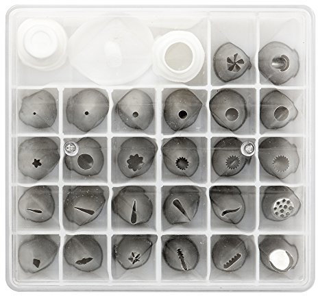 DECORA 26 Nozzles 2 Couplers and Nail Organizer Box Set, White, 13.5 x 12.5 x 4 cm