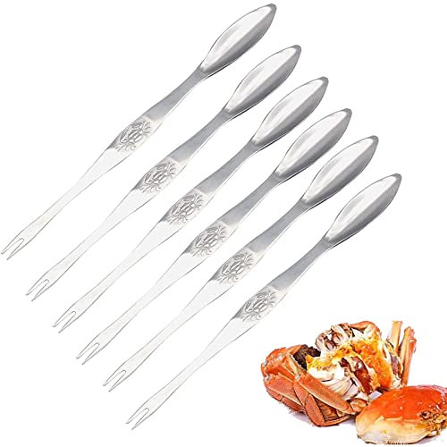 EQLEF Pics de fourchettes de Fruits de mer, Outils de cueillette de Crabe et de Homard en Acier Inoxydable Pack de 6