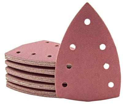 MioTools Fox Klett-Schleifblätter, 150 x 100 mm, 7-Loch, f. Deltaschleifer, Normalkorund (50 Stk.) K180